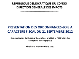REPUBLIQUE DEMOCRATIQUE DU CONGO DIRECTION GENERALE DES IMPOTS