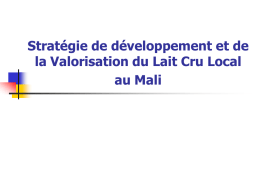 Stratégie Valorisation du Lait Cru Local au Mali - Inter