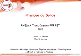 "Physique du Solide" aujourd`hui - Institut NÉEL