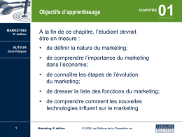 Chapitre 1: Le r&ocirc;le du marketing