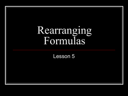 Rearranging Formulas - Lesson 5