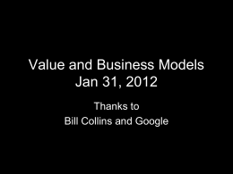 Business Models Jan 22, 2009