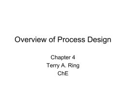 Overview of Process Design - Department of Chemical Engineering