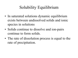 Chapter 16 Solubility Equilibrium