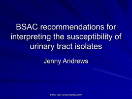 BSAC recommendations for interpreting the susceptibility of urinary