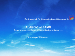 ALARO-0 at ZAMG Experiences, verification, identified - RC-LACE