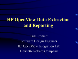 HP OpenView Data Extraction and Reporting