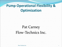 Pump Operational Flexibility & Optimization