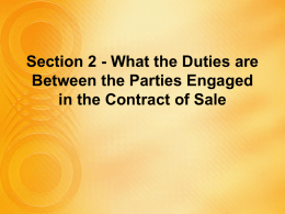 Duties of the Seller (continued)