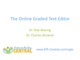 Introducing the Online Graded Text Editor