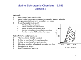 (Marine Bioinorganic Chemistry) 12.755 Lecture 2