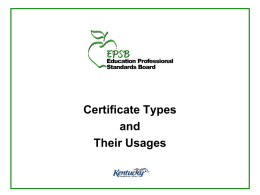 certificatetypes-2013 - Education Professional Standards Board