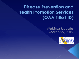Disease Prevention and Health Promotion Services (OAA Title IIID)