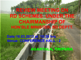 RD Review Meeting to be held on 16.03.2013
