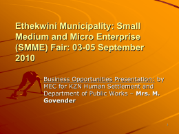 Small Medium and Micro Enterprise (SMME) Fair