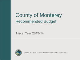 FY 2013-14 Recommended Budget Presentation