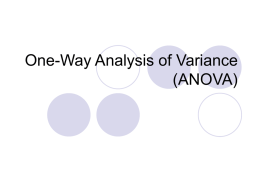 One-Way Analysis Of Variance (ANOVA)