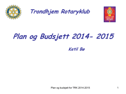 Plan og budsjett for 2014 - 2015
