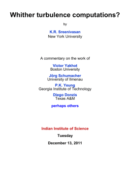K R Sreenivasan - Department of Physics