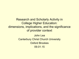 Scholarly Activity - Oxford Brookes University
