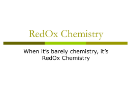 16a - Redox Chemistry I
