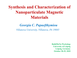 Synthesis and Characterization of Nanoparticulate Magnetic Materials