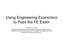 Using Engineering Economics to Pass the FE Exam