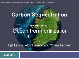 Carbon sequestration by means of Ocean Iron Fertilization