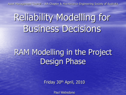 RAM Modelling in Projects - Asset Management Council