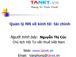 Quản lý Nhà nước về KT-TC - Mạng tri thức thuế Tanet.vn