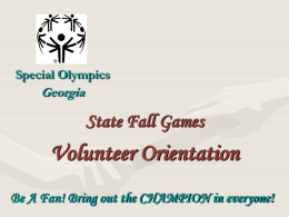 Volunteer Orientation - Special Olympics Georgia