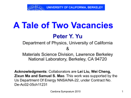 A Tale of Two Vacancies