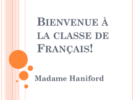 Bienvenue &agrave; la classe de Fran&ccedil;ais!