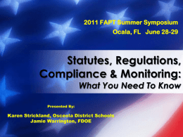 Statutes, Regulations, Compliance & Monitoring
