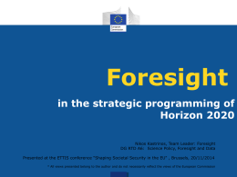 Foresight in Horizon 2020 strategic planning