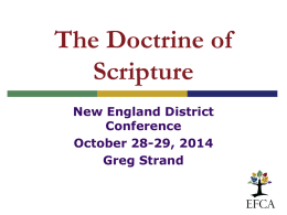 The Doctrine of Scripture - New England District Association