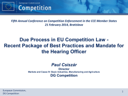 DG Competition - Fifth Annual Conference on Competition