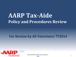 45 Volunteer Site Policies & Procedures - Arizona AARP Tax-Aide