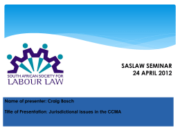 SASLAW seminar on jurisdictional issues