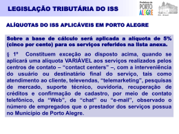 tabela de servi&ccedil;os e al&iacute;quotas