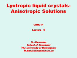 Lyotropic liquid crystals - Chemistry Research