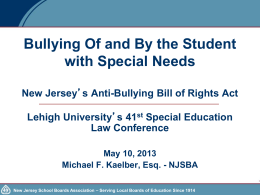 Bullying involving students with Special Needs