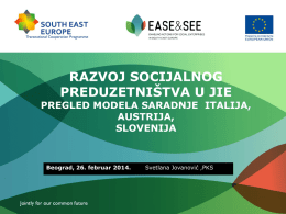 Prezentacija projekta Razvoj socijalnog preduzetništva EASE &SEE