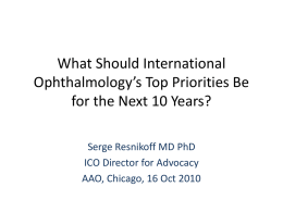 What Should International Ophthalmology`s Top Priorities Be for the
