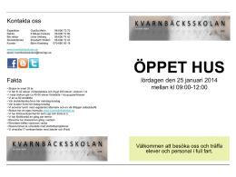 Kvarnb&auml;cksskolan h&aring;ller &Ouml;ppet hus l&ouml;rdagen den 19