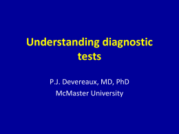 Understanding diagnostic tests - McMaster University Evidence