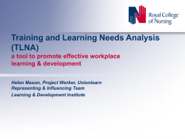 Learning and Training Needs Analysis