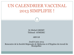 Nouveau calendrier vaccinal - Société Régionale de Médecine et d