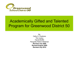 Academically Gifted and Talented Program for Greenwood District