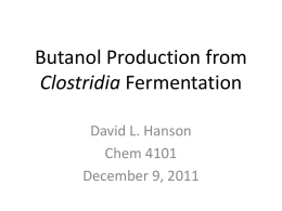 Butanol Production from Clostridia Fermentation